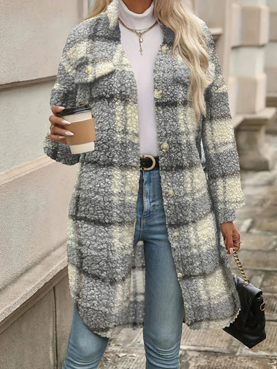 Brit & Boho™ | Mila Checked Jacket with Lapel Collar
