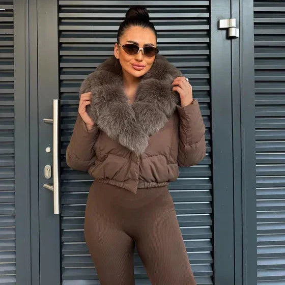 Brit & Boho™ | Aisha Puffer Jacket with Fur