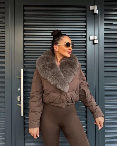 Brit & Boho™ | Aisha Puffer Jacket with Fur
