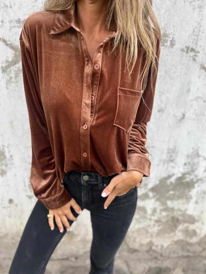 Viki - Elegant Velvet Blouse