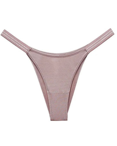 Female Glossy Dazzing Stripe T-back Underwear