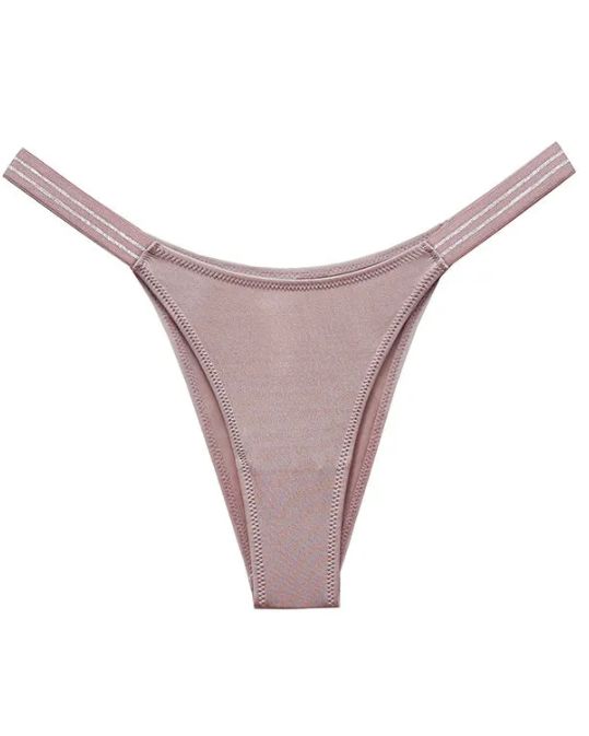 Female Glossy Dazzing Stripe T-back Underwear