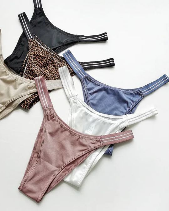 Female Glossy Dazzing Stripe T-back Underwear