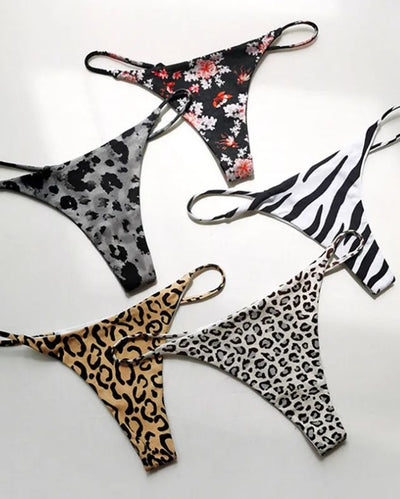 Female Leopard Print T-back Thong