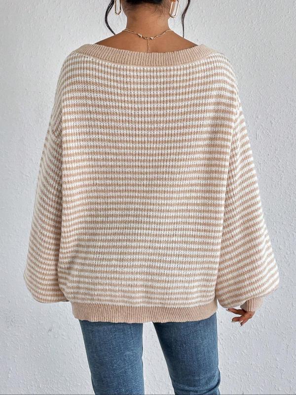 Brit & Boho™ I Tunisia Off-Shoulder Striped Sweater