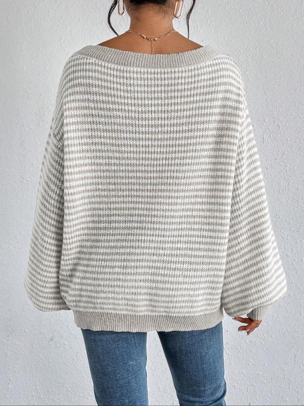 Brit & Boho™ I Tunisia Off-Shoulder Striped Sweater
