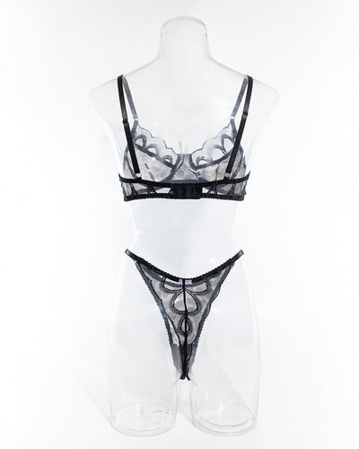 Lace Leopard Print Bra and Underwear Set