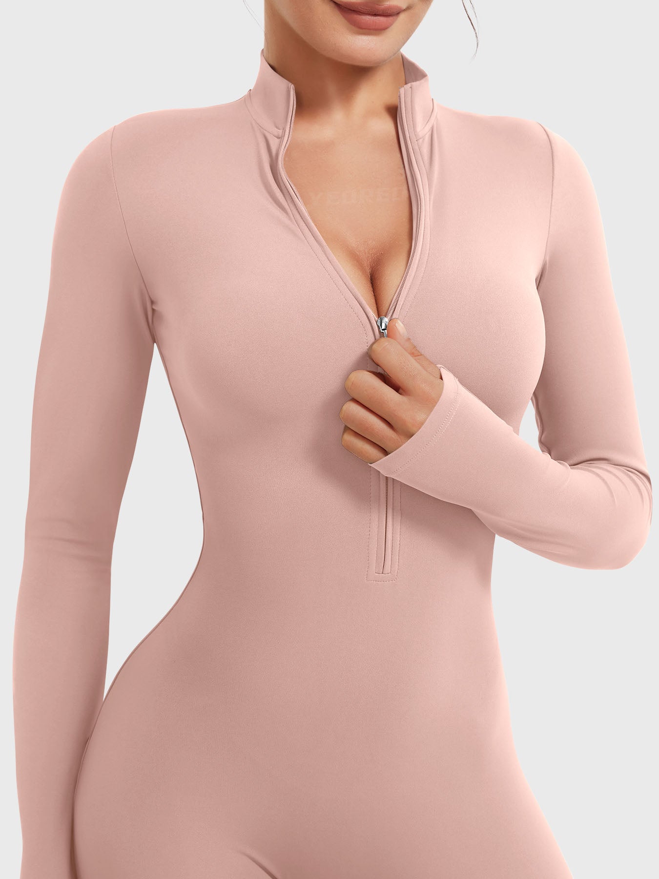 Yeoreo Belle Long Sleeve Zipper Flared Jumpsuit