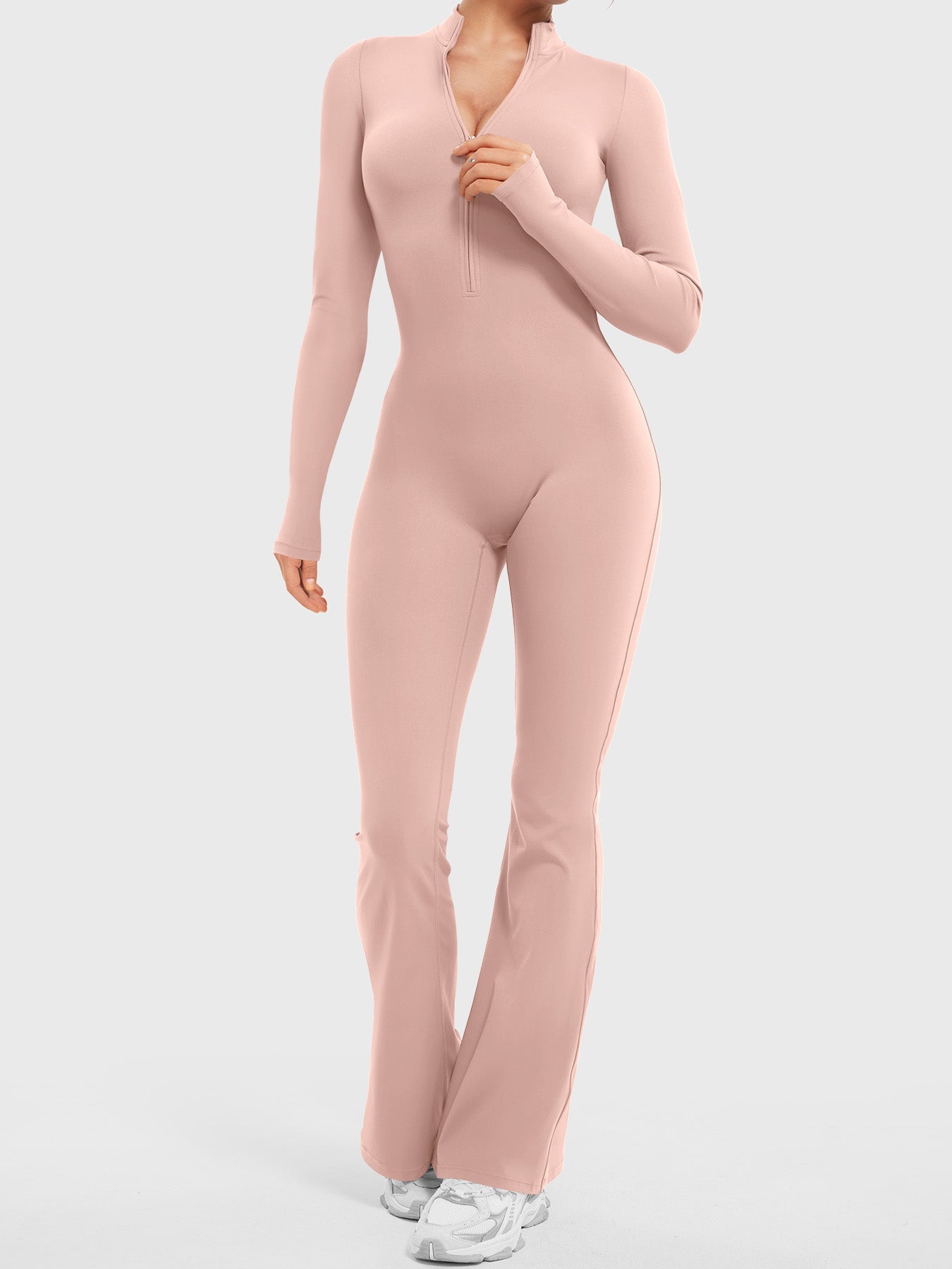 Yeoreo Belle Long Sleeve Zipper Flared Jumpsuit