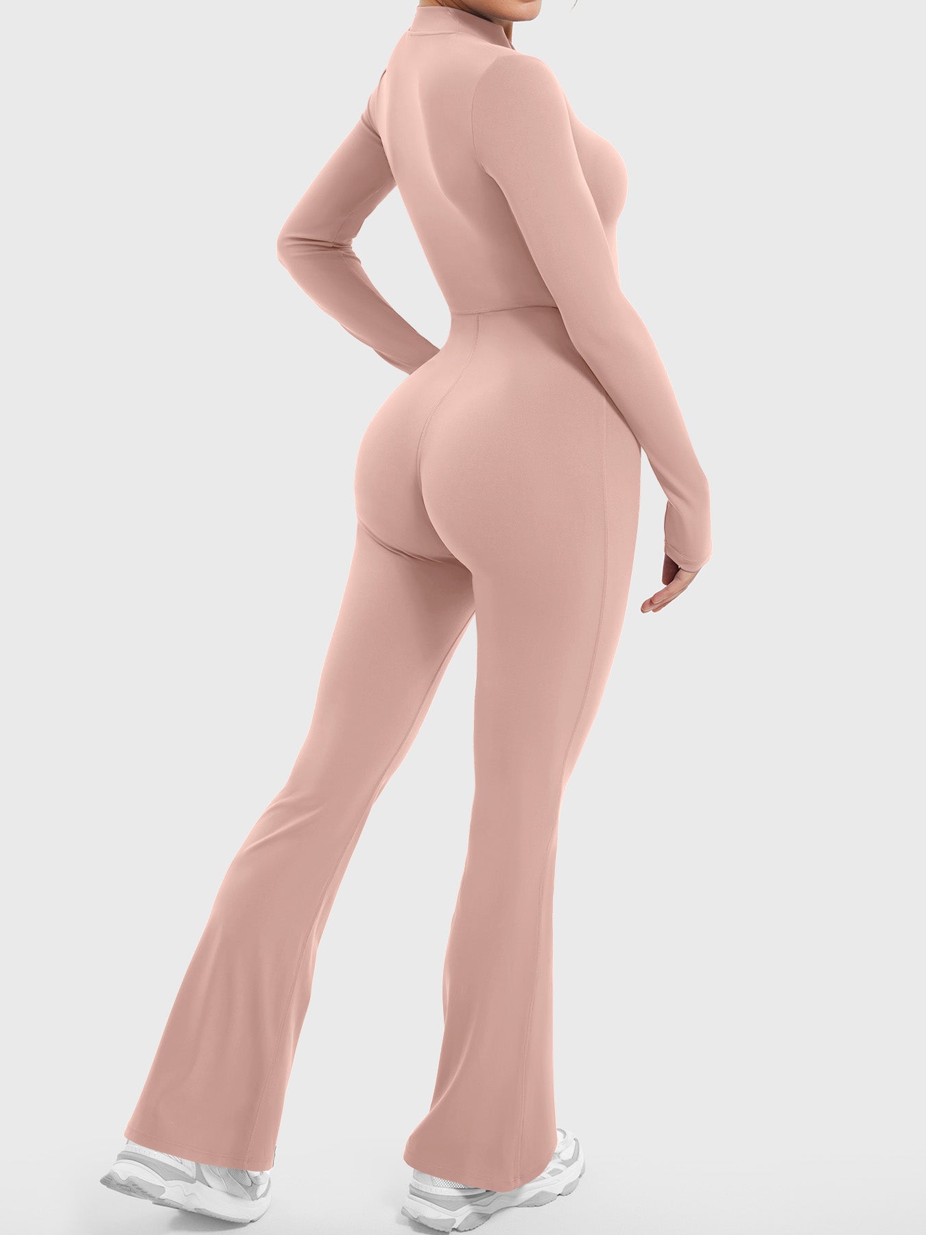 Yeoreo Belle Long Sleeve Zipper Flared Jumpsuit