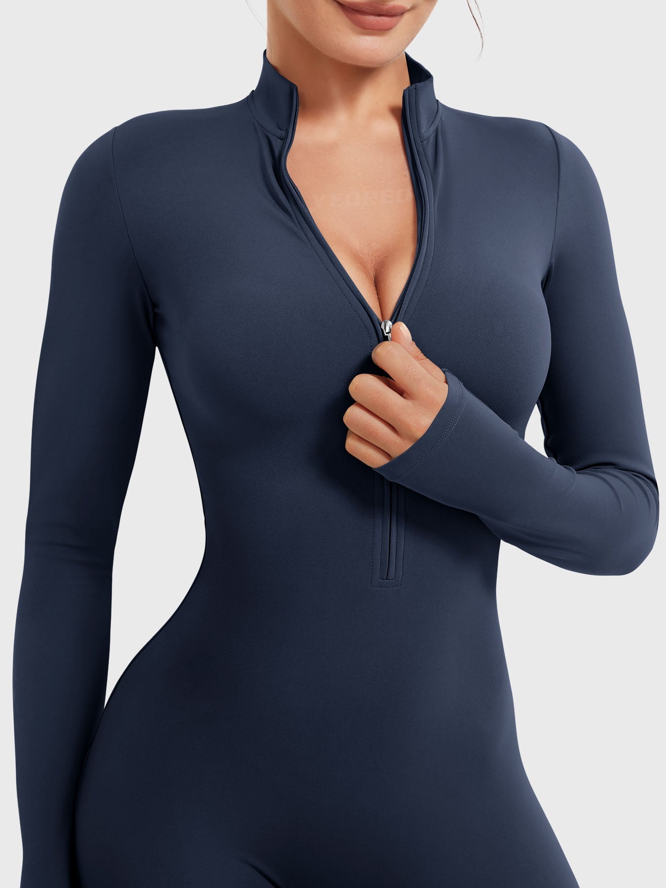 Yeoreo Belle Long Sleeve Zipper Flared Jumpsuit