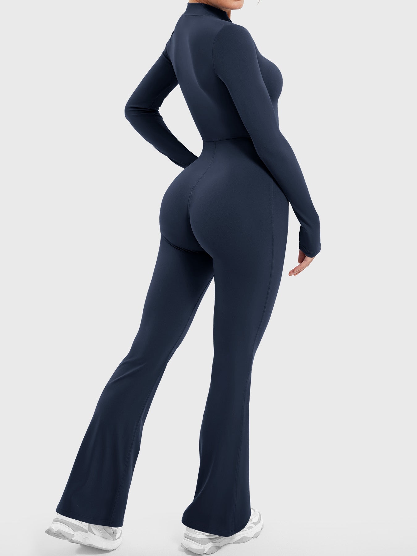 Yeoreo Belle Long Sleeve Zipper Flared Jumpsuit