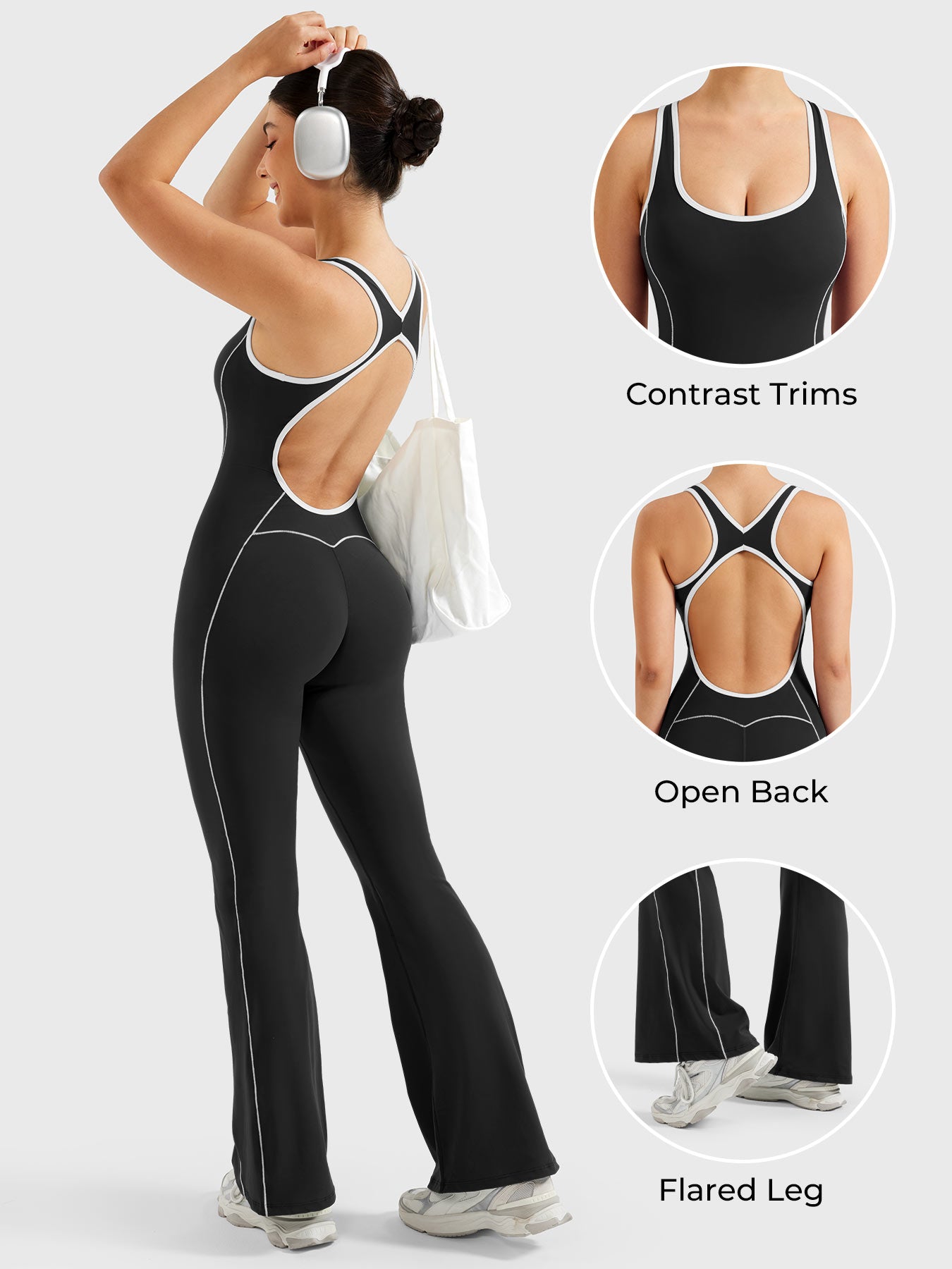 Yeoreo Antonia Contrast Trim Flared Jumpsuit