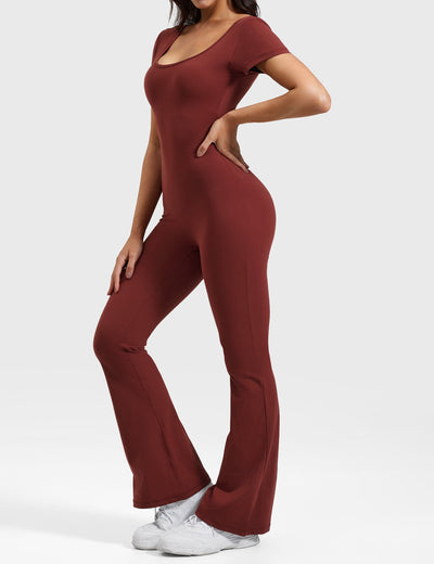 Yeoreo Lizvette Short Sleeves Flared Jumpsuit