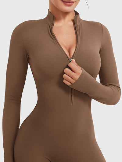 Yeoreo Belle Long Sleeve Zipper Flared Jumpsuit