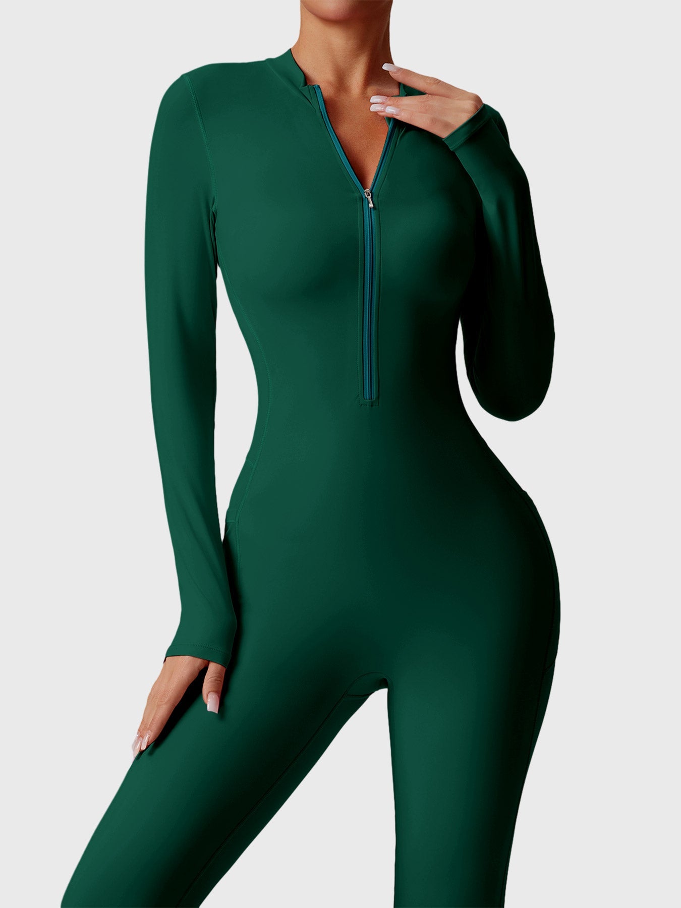 Yeoreo Hope Long Sleeve Zipper Flared Jumpsuit