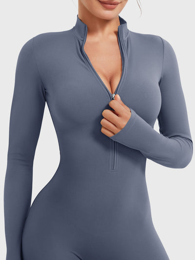 Yeoreo Belle Long Sleeve Zipper Flared Jumpsuit