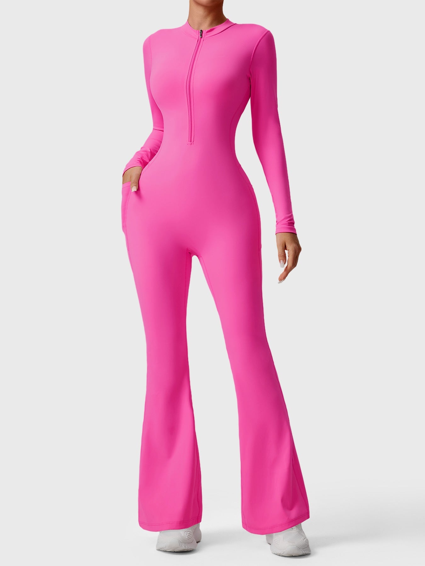 Yeoreo Hope Long Sleeve Zipper Flared Jumpsuit