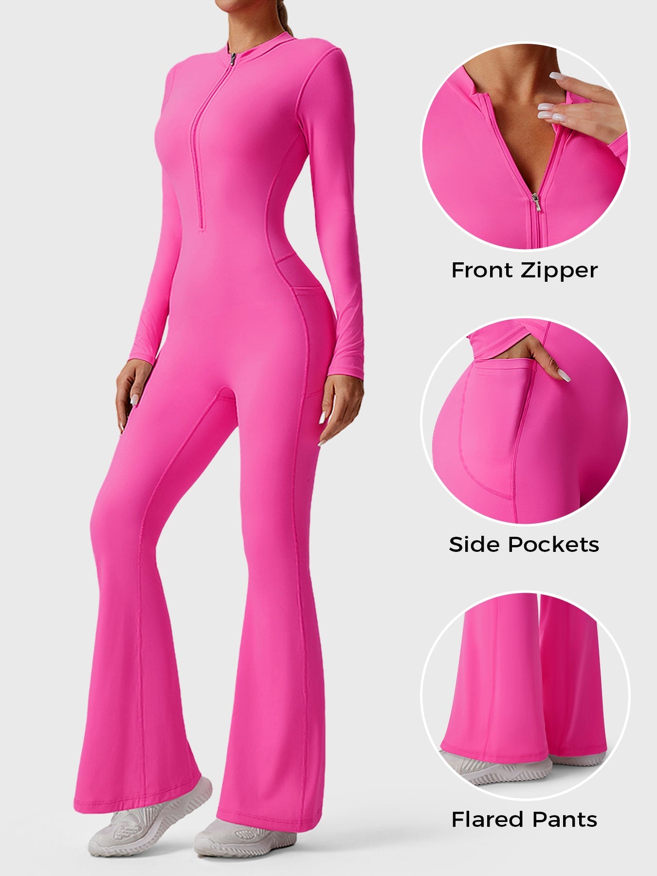 Yeoreo Hope Long Sleeve Zipper Flared Jumpsuit