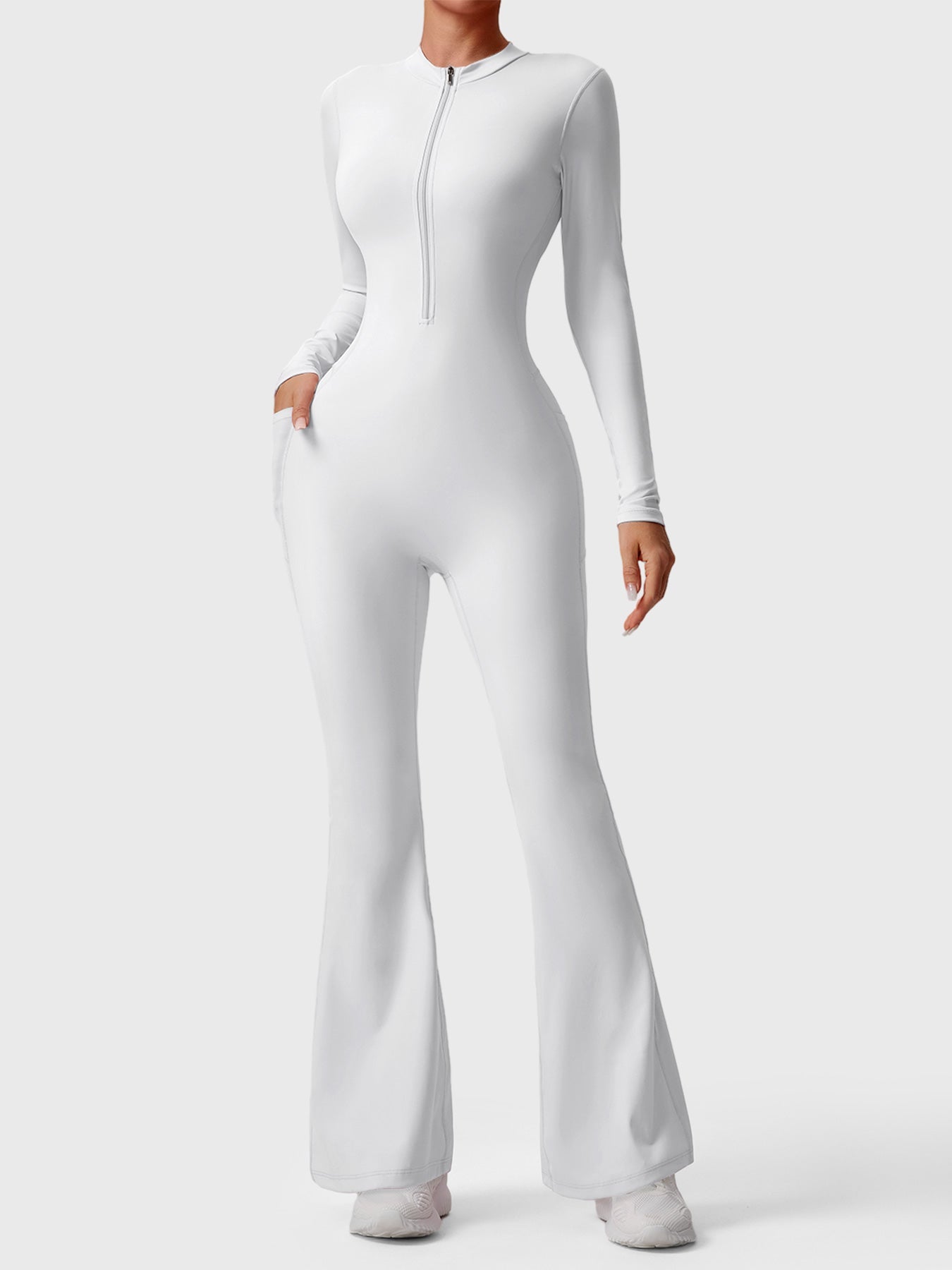 Yeoreo Hope Long Sleeve Zipper Flared Jumpsuit