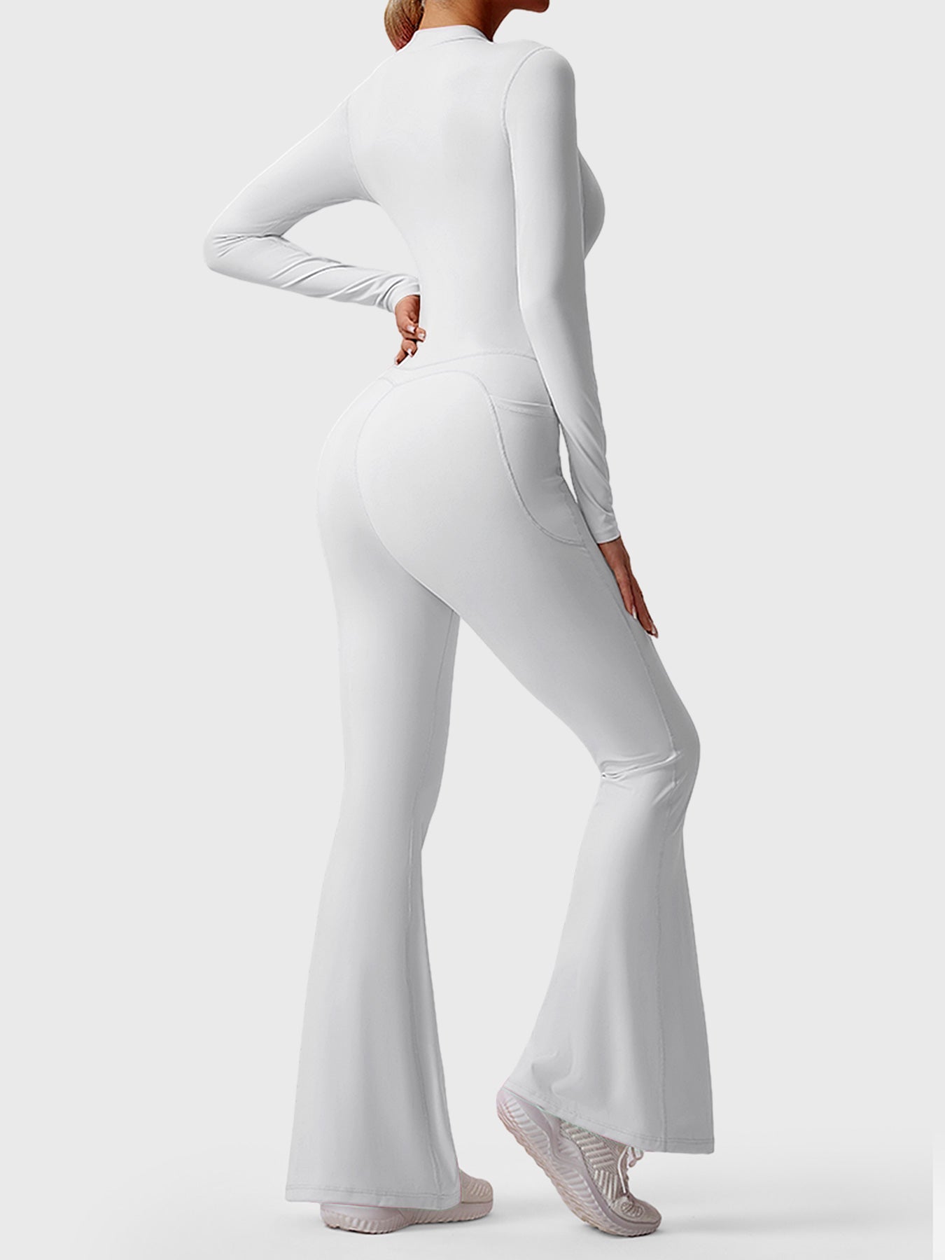 Yeoreo Hope Long Sleeve Zipper Flared Jumpsuit