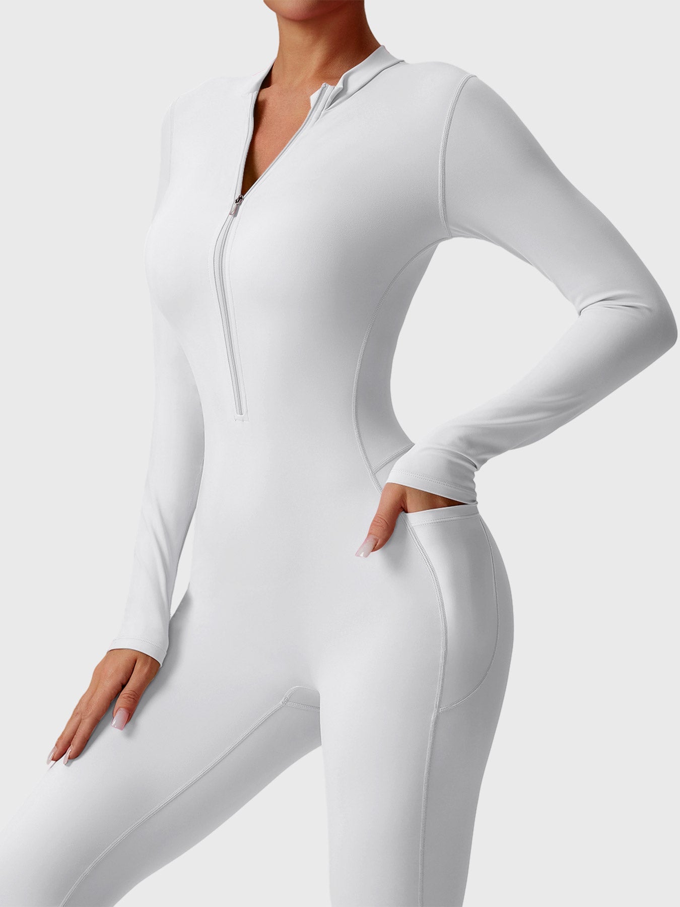 Yeoreo Hope Long Sleeve Zipper Flared Jumpsuit