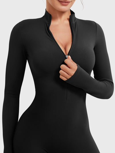 Yeoreo Belle Long Sleeve Zipper Flared Jumpsuit