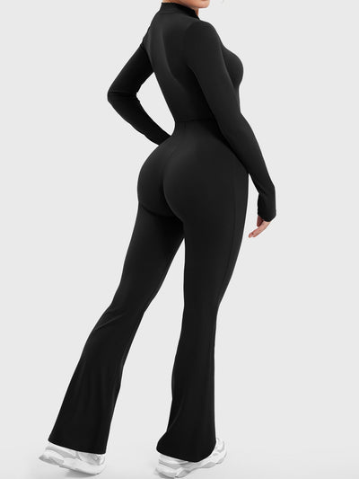 Yeoreo Belle Long Sleeve Zipper Flared Jumpsuit