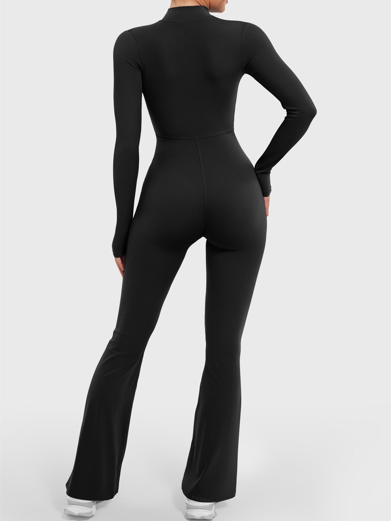 Yeoreo Belle Long Sleeve Zipper Flared Jumpsuit