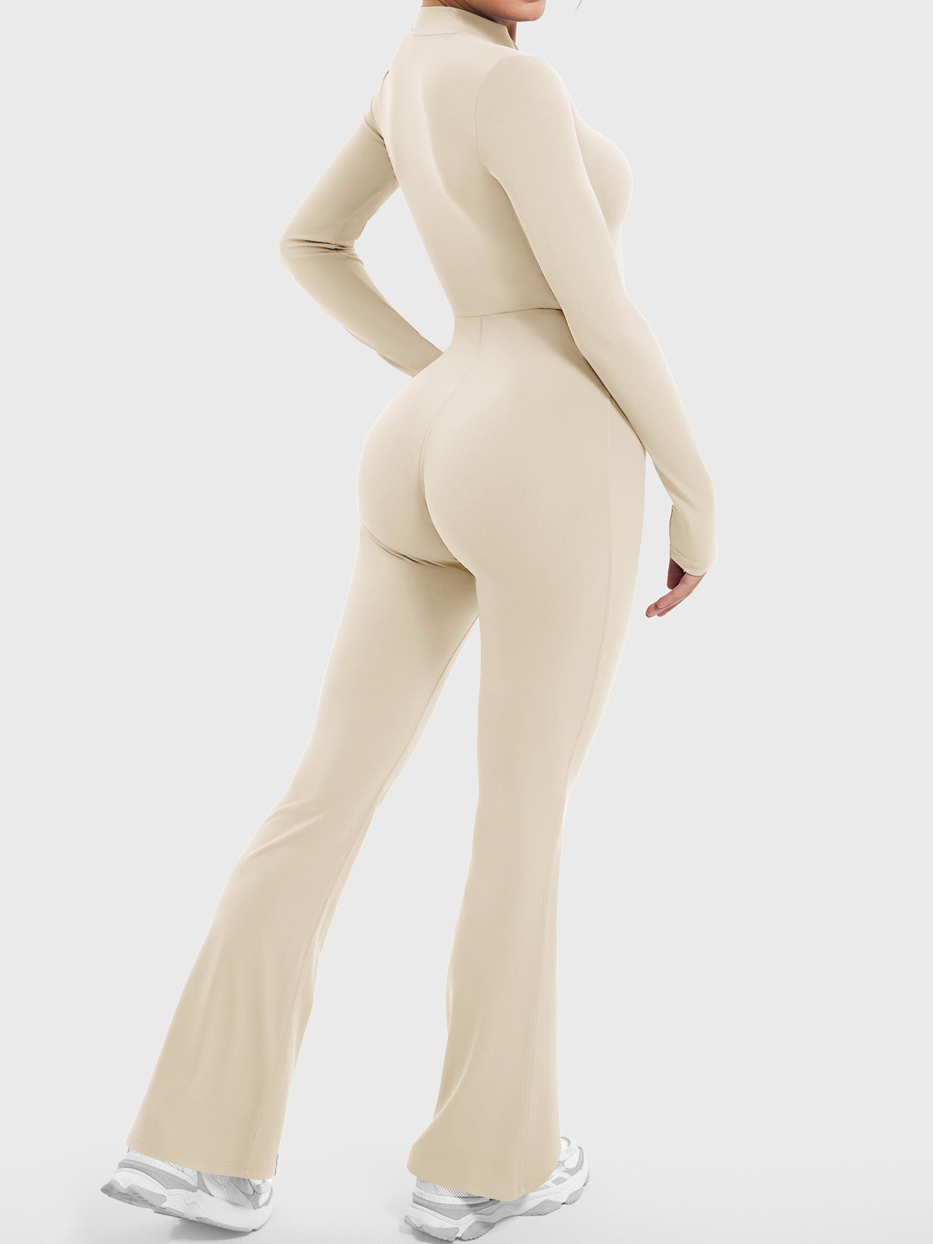 Yeoreo Belle Long Sleeve Zipper Flared Jumpsuit