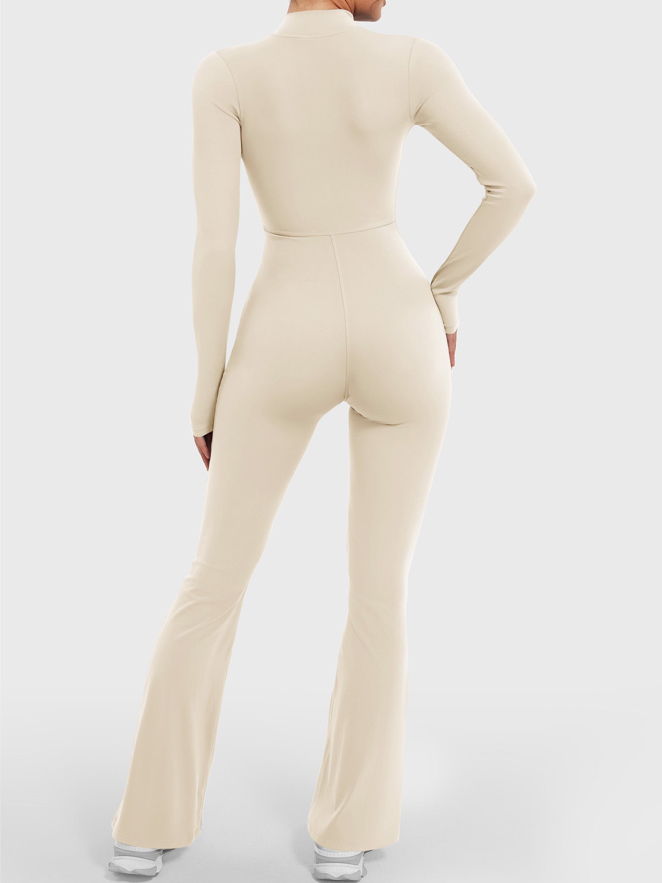 Yeoreo Belle Long Sleeve Zipper Flared Jumpsuit