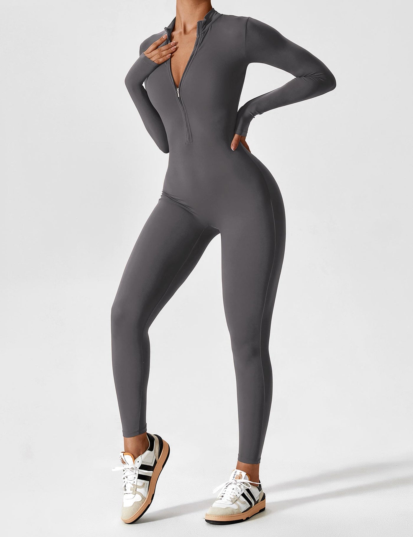 Yeoreo Long Sleeve/ Short Sleeve Zipper Jumpsuit
