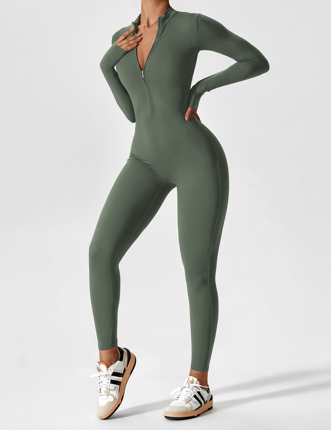 Yeoreo Long Sleeve/ Short Sleeve Zipper Jumpsuit