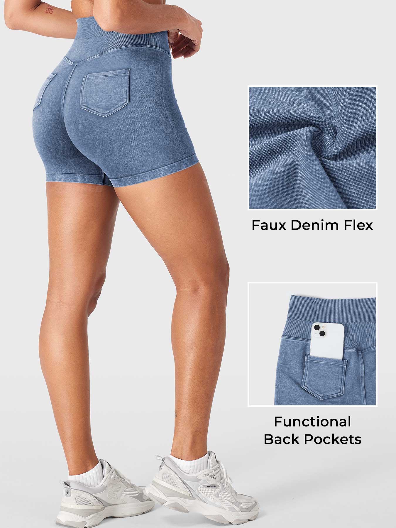 Yeoreo Bridgie Faux Denim Seamless Shorts
