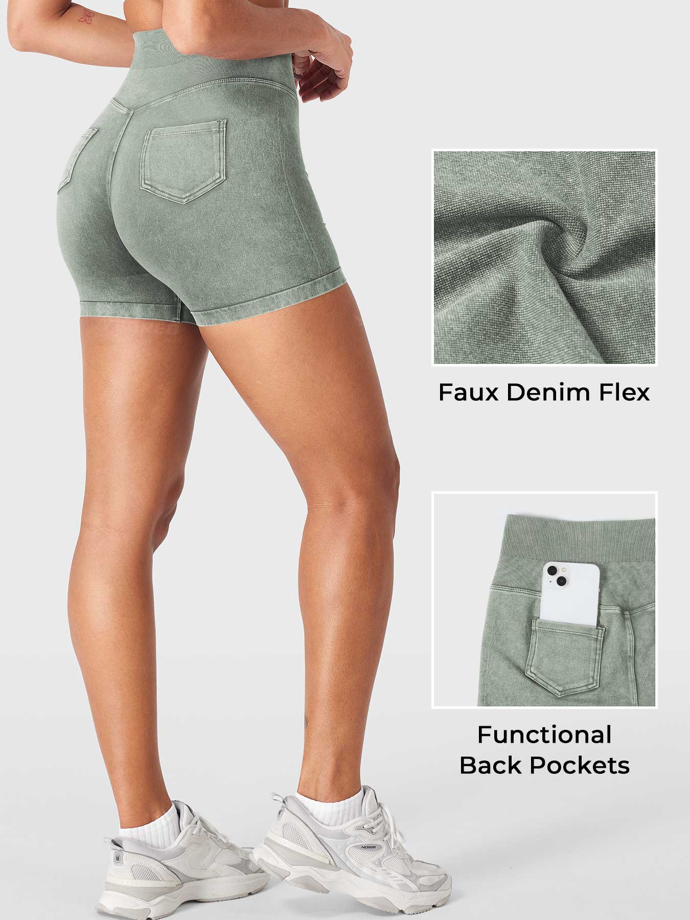 Yeoreo Bridgie Faux Denim Seamless Shorts