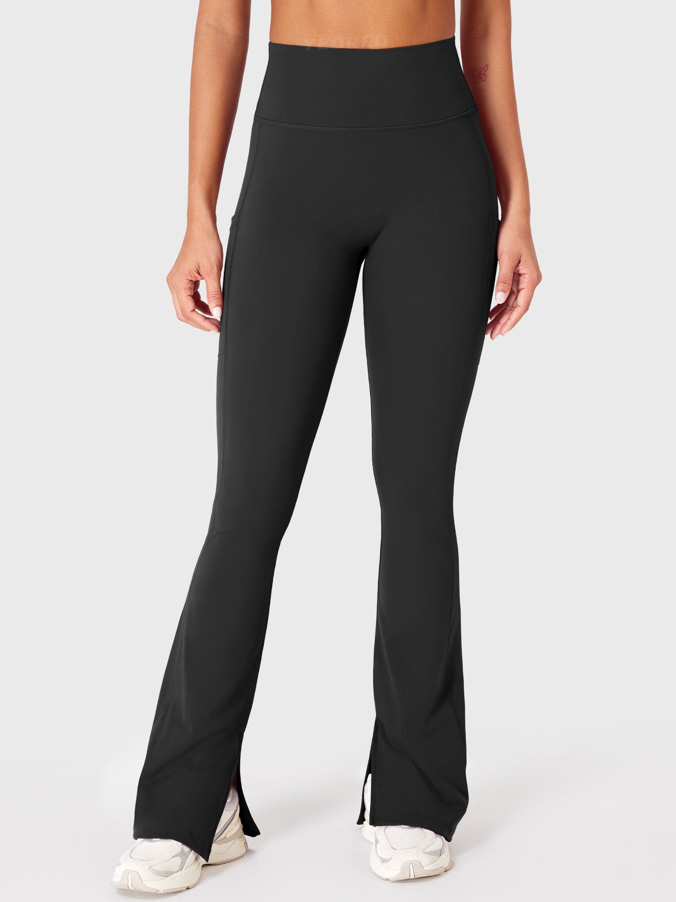 Yeoreo Anilnia Flare Split Hem Leggings with Side Pockets