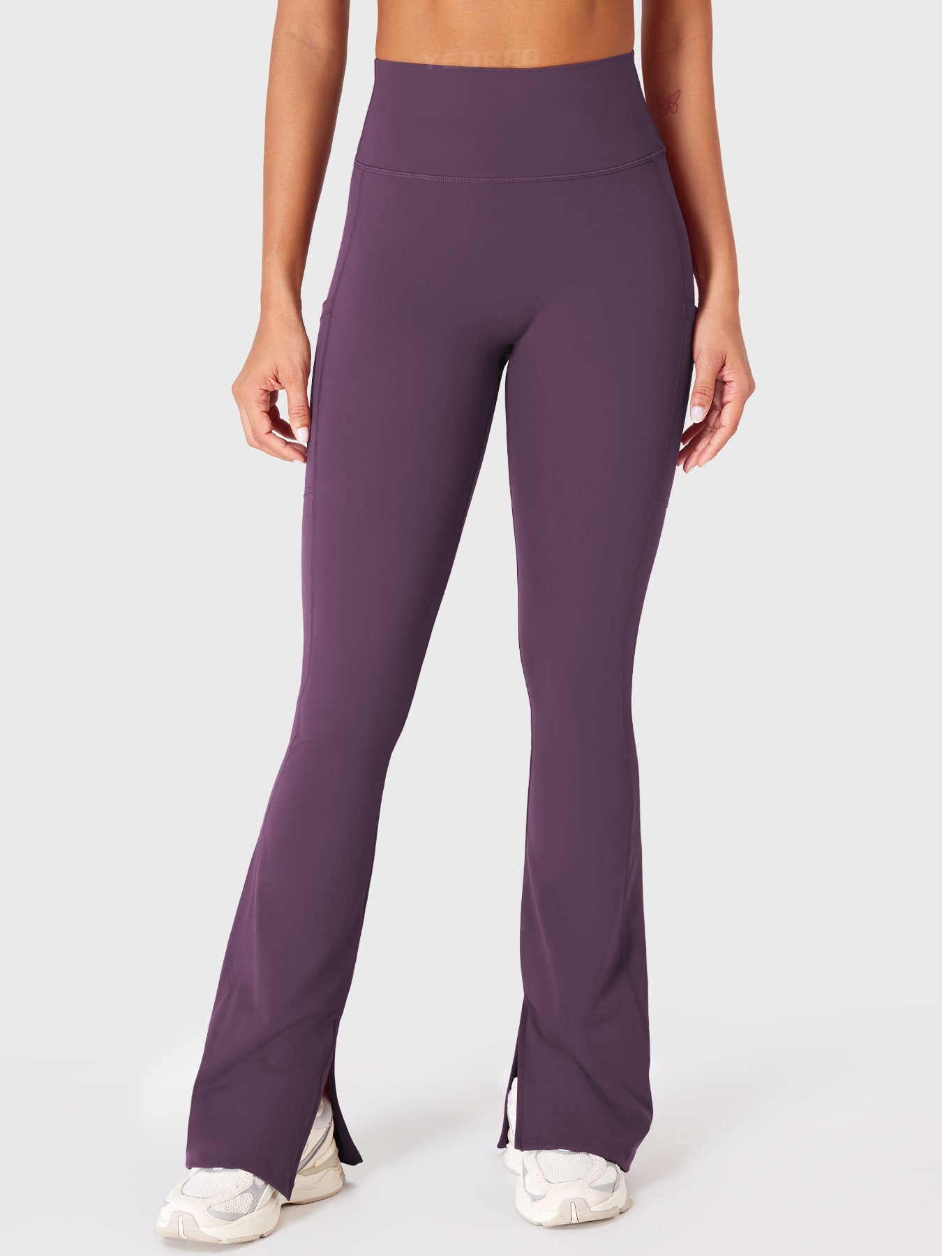 Yeoreo Anilnia Flare Split Hem Leggings with Side Pockets
