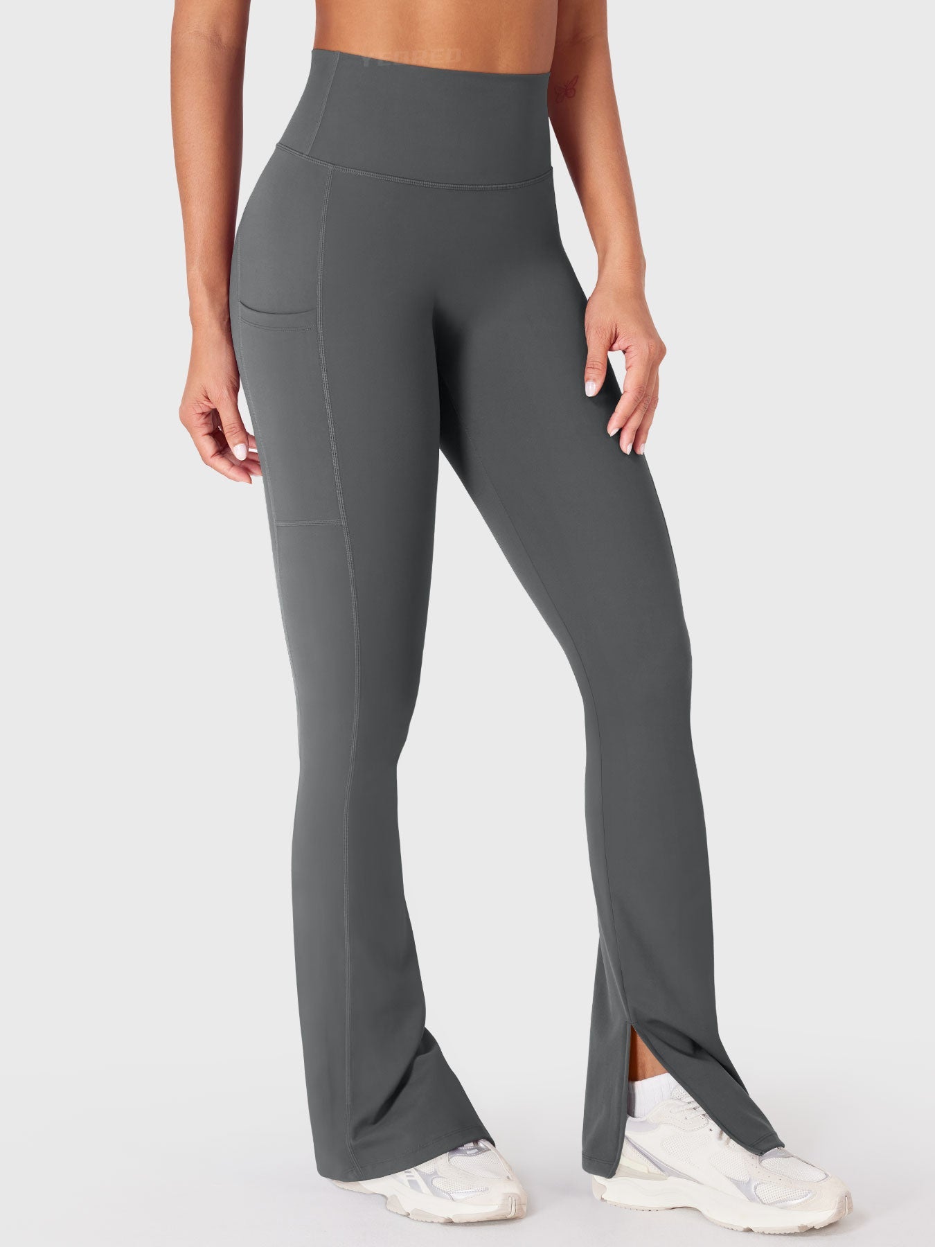 Yeoreo Anilnia Flare Split Hem Leggings with Side Pockets