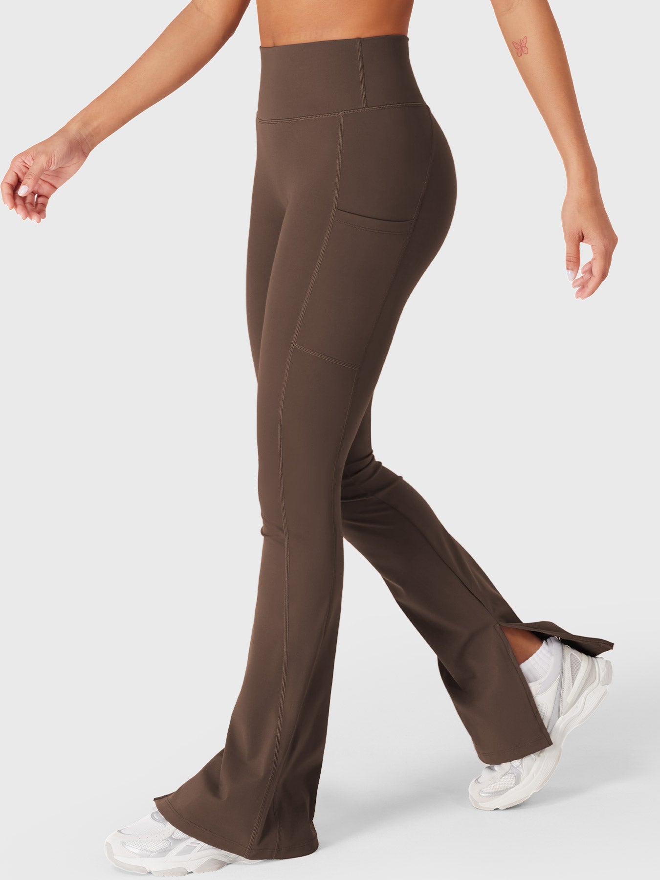 Yeoreo Anilnia Flare Split Hem Leggings with Side Pockets