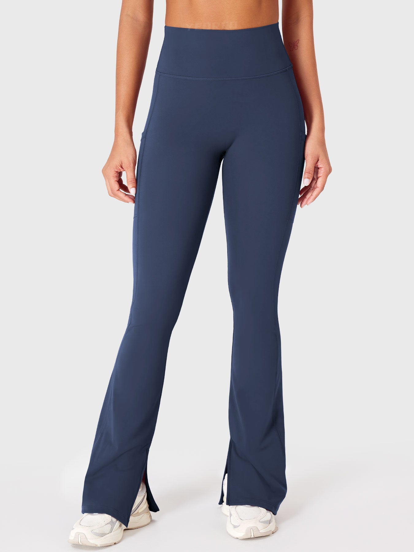 Yeoreo Anilnia Flare Split Hem Leggings with Side Pockets
