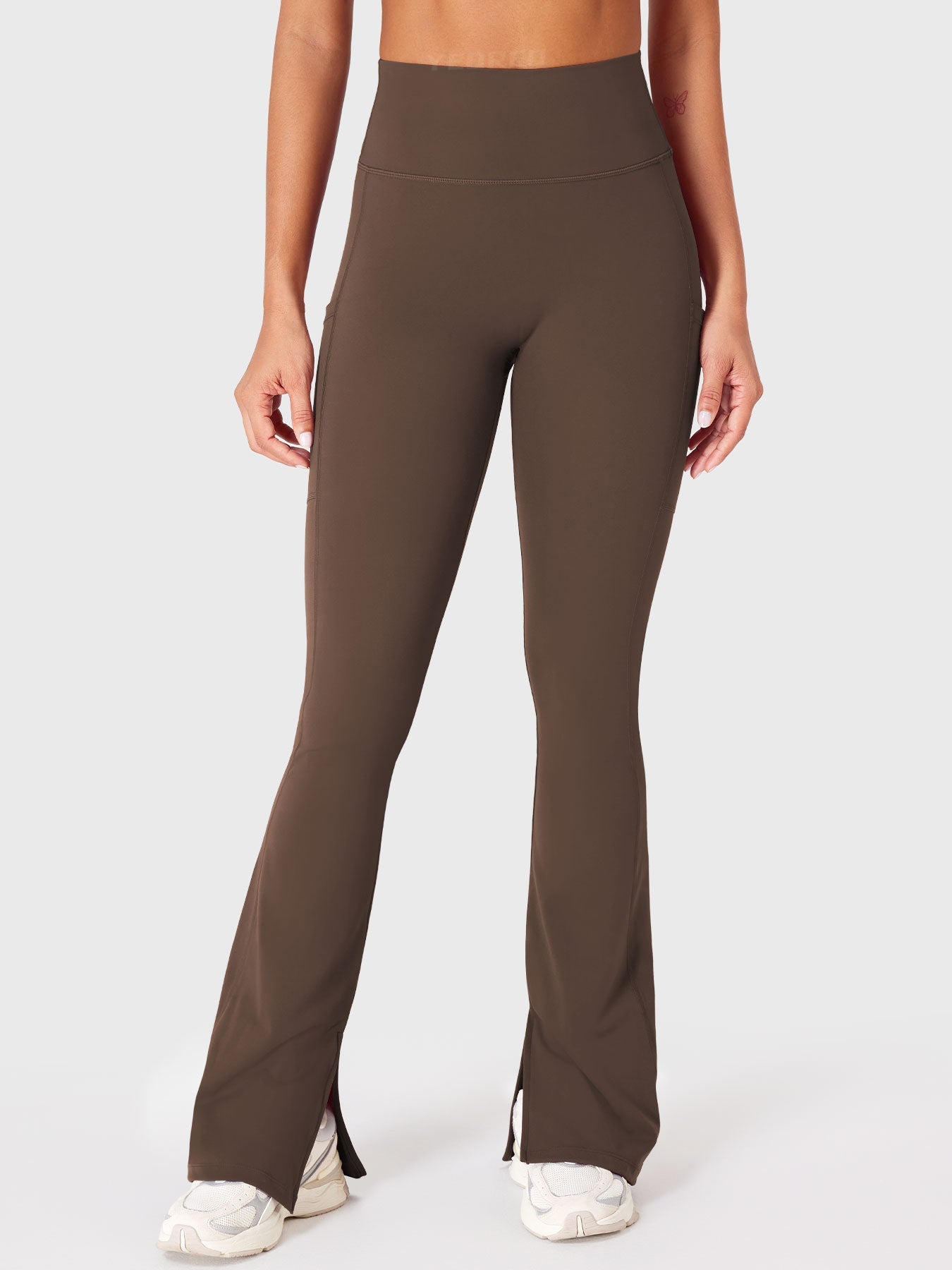 Yeoreo Anilnia Flare Split Hem Leggings with Side Pockets