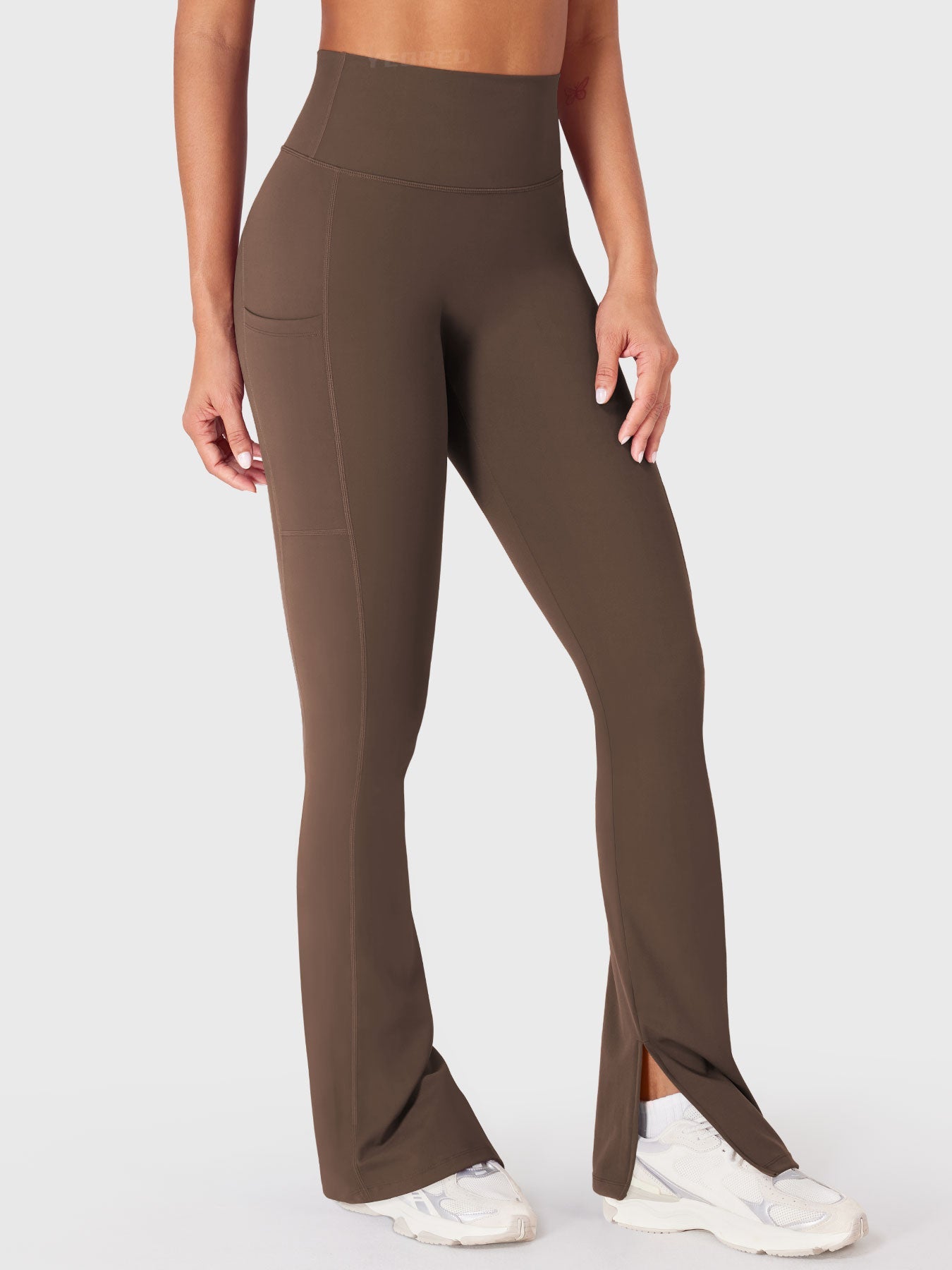 Yeoreo Anilnia Flare Split Hem Leggings with Side Pockets